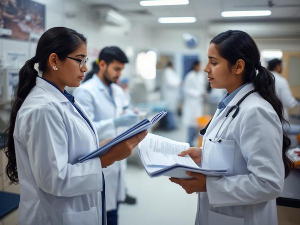 Doctors reviewing test reports